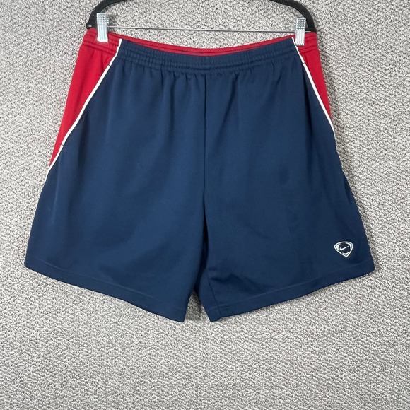Nike Shorts Mens XL Blue Red Drawstring Pull On Athleisure Swoosh Activewear‎ - Picture 1 of 10